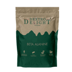 Beta-alanine powder in a Dextro Delight pouch, front view