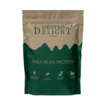 Faba bean protein in a Dextro Delight pouch, front view