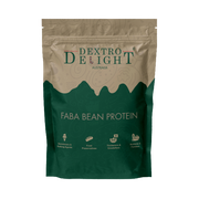 Faba bean protein in a Dextro Delight pouch, front view