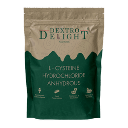 L-cysteine hydrochloride in a Dextro Delight pouch, front view