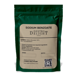 Dextro Delight sodium benzoate E211 preservative label with ingredient and storage details