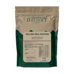 Dextro Delight Australian yellow pea protein 85% label with ingredient and storage details
