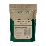Dextro Delight Australian yellow pea protein 85% label with ingredient and storage details