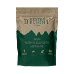 MSM (methylsulfonylmethane) powder in a Dextro Delight pouch, front view