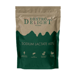 Sodium lactate 60% (E325) in a Dextro Delight pouch, front view