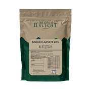 Dextro Delight sodium lactate 60% (E325) label with ingredient and storage details