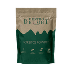 Sorbitol powder in a Dextro Delight pouch, front view
