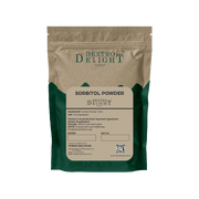 Dextro Delight sorbitol powder label with ingredient and storage details
