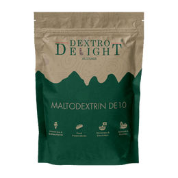 Maltodextrin DE 10–12 in a Dextro Delight pouch, front view