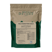 Dextro Delight maltodextrin DE 10–12 label with ingredient and storage details