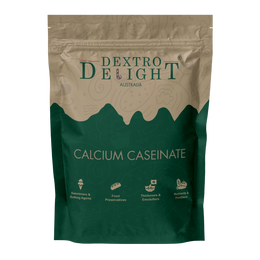 Calcium caseinate in a Dextro Delight pouch, front view