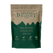 Milk protein isolate 85% (MPI 85) in a Dextro Delight pouch, front view