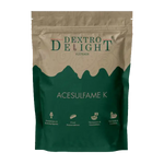 Acesulfame K (E950) sweetener in a Dextro Delight pouch, front view