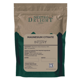 Dextro Delight magnesium citrate E345 label with ingredient and storage details