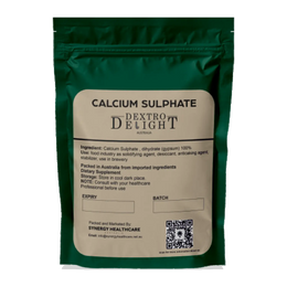 Dextro Delight calcium sulphate E516 firming agent label with ingredient and storage details