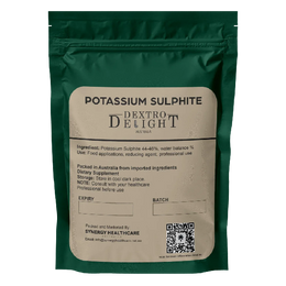 Dextro Delight potassium sulphite label with ingredient and storage details