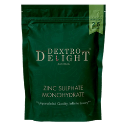 Dextro Delight zinc sulphate monohydrate label with ingredient and storage details